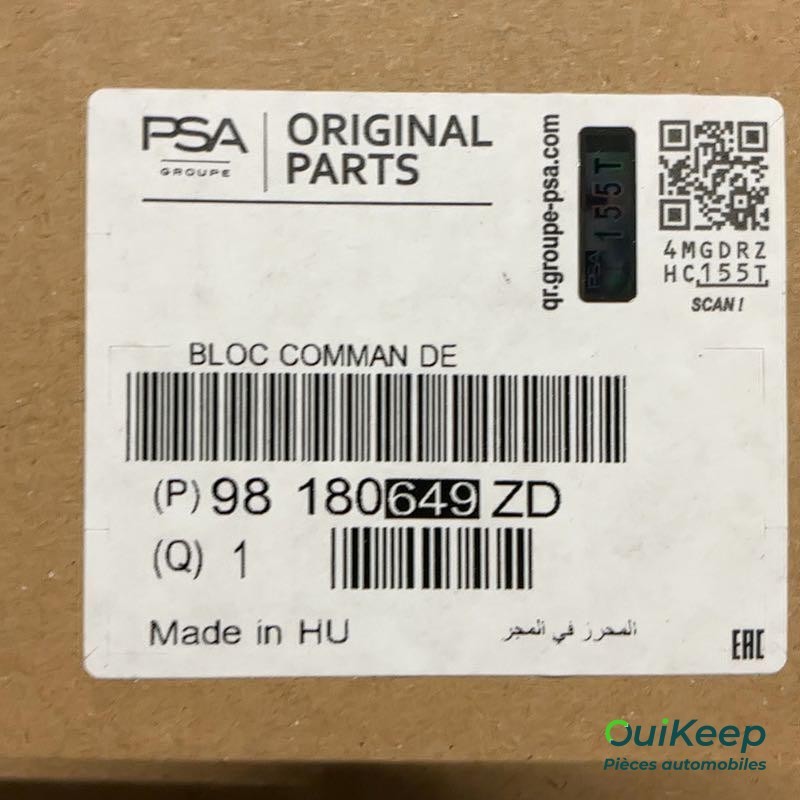 Controlo do volante - PEUGEOT 308 - 98180649ZD