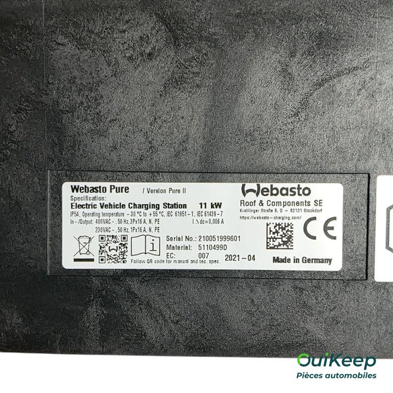 Wallbox con estación de carga eléctrica tipo 2 - WEBASTO Pure 11kW - 5110499D
