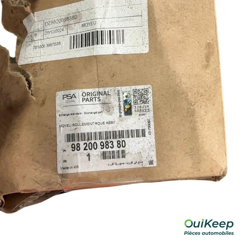 Buje rueda trasera izquierda - PEUGEOT 3008 - 9820098380