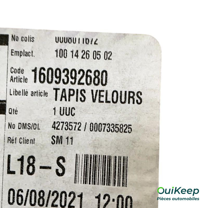 Tapis de sol - PEUGEOT RCZ - 1609392680