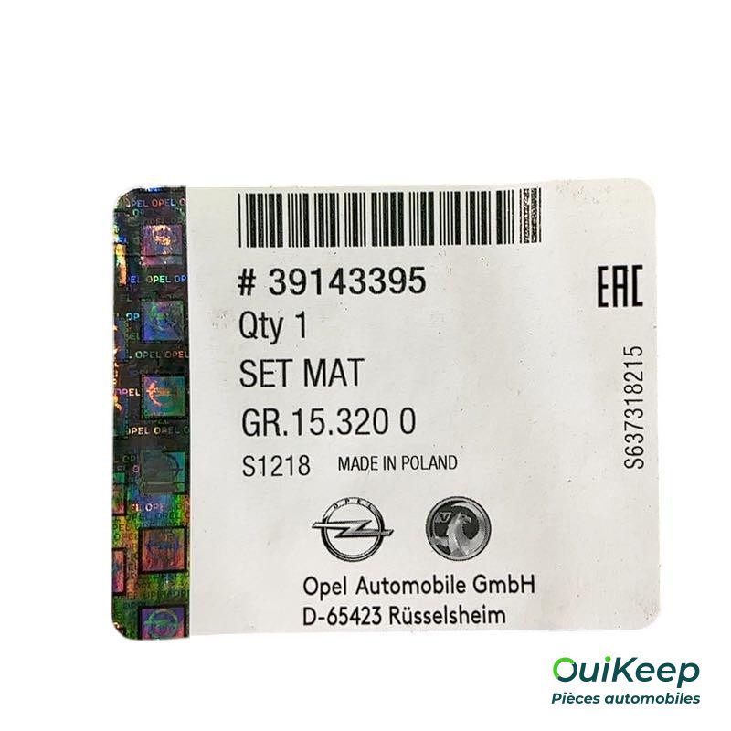 Tapis Caoutchouc Arrière - OPEL Corsa E - 39143395