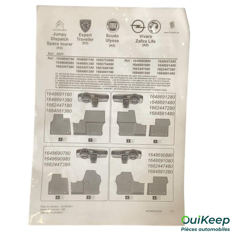 Tapis de sol en caoutchouc - PEUGEOT Expert 4 - 1648690780